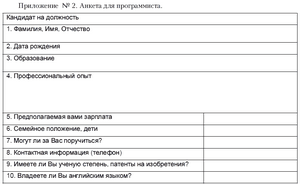 анкета соискателя при приеме на работу образец